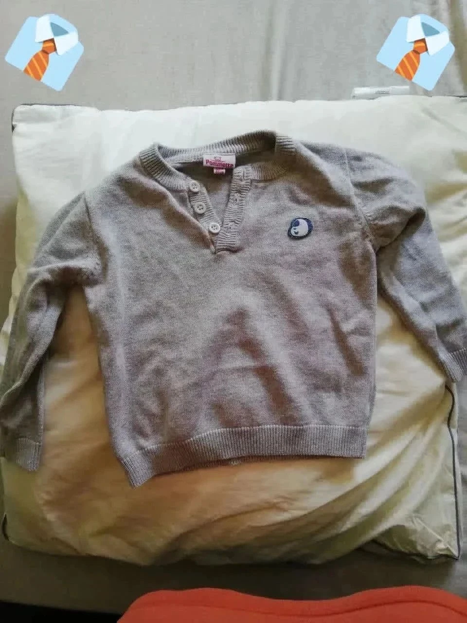Pommette Pull bébé 24-36 mois (92 cm) Bon état - gris motif baleine confortable